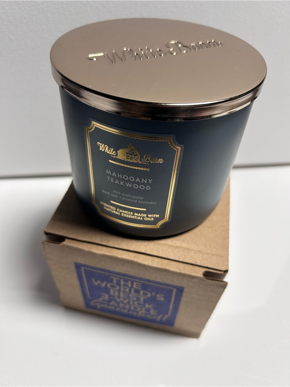 Bath & Body Works White Barn 3-wick candle Mahogany Teakwood scent